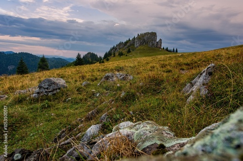 Autumn hiking. Velka fatra mountains panoramic view, Velka Fatra national park, Slovakia, Carpathian mountains, mounts Kralova studna. photo