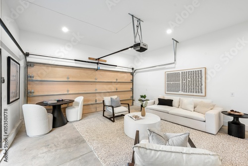Modern garage turned cozy living space