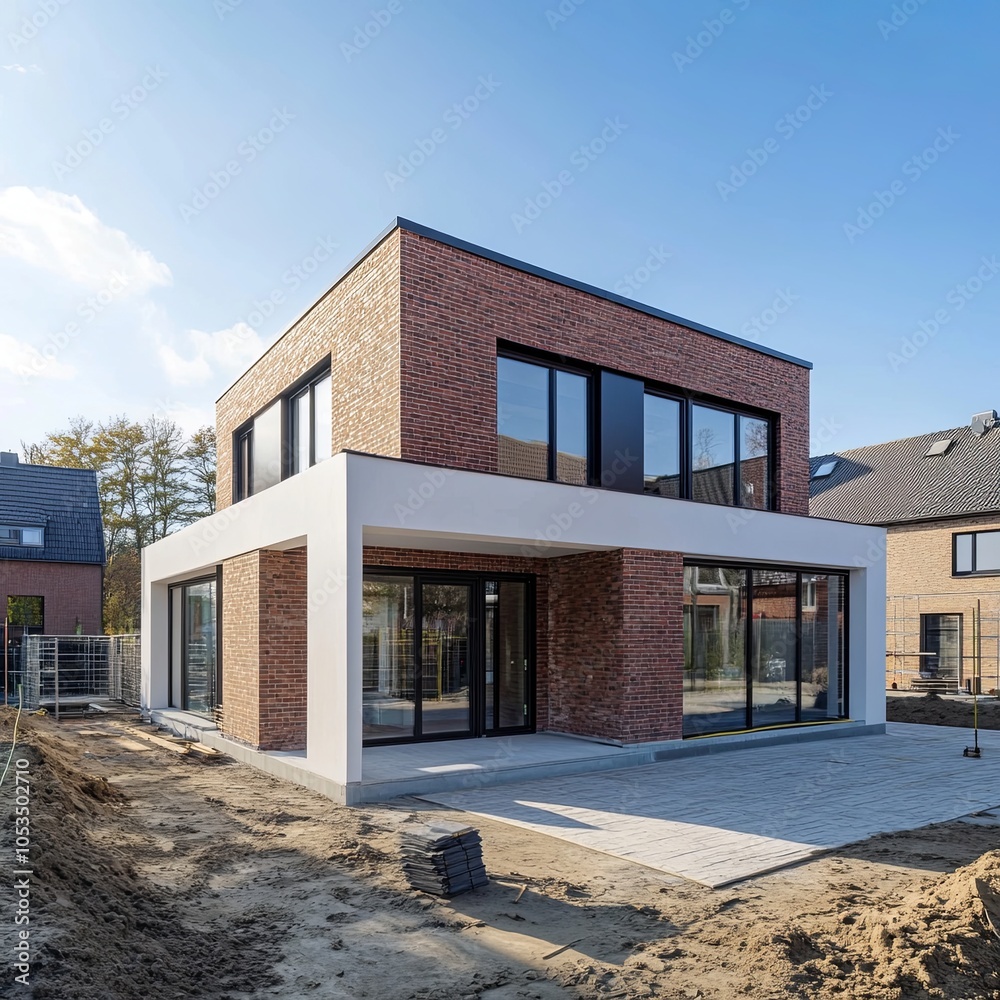 Single-family house under construction in Mnster, Westphalia, Single-family house under construction in Mnster, Westphalia,