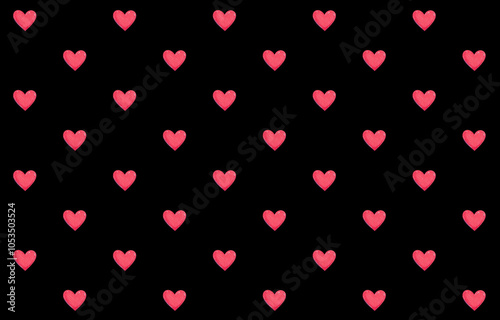 Pink hearts with black background, style two
