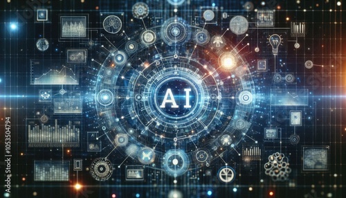 Conceptual Visualization of Deep Learning Integration with Data Analytics: AI-driven Analysis, Neural Networks, and Futuristic Holographic Interface in Technological Innovation