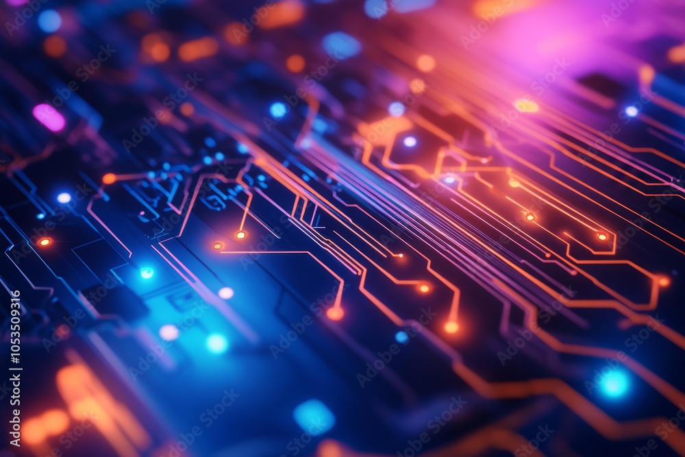 Futuristic Circuit Board: A Glowing Network of Technology and Innovation Futuristic Circuit Board: A Glowing Network of Technology and Innovation