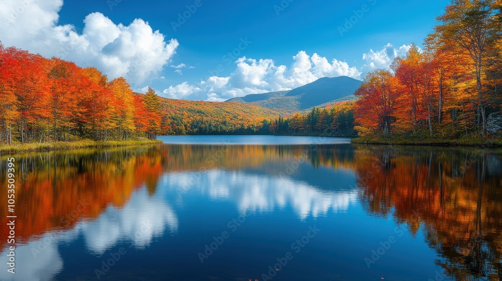 Scenic mountain lake with fall foliage Scenic mountain lake with fall foliage