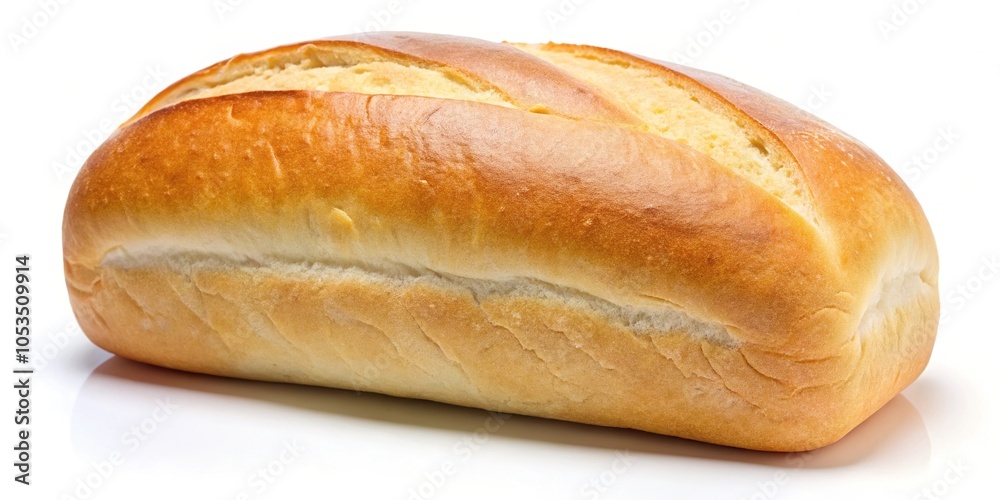 Wide-angle shot of white bread loaf on white background Wide-angle shot of white bread loaf on white background