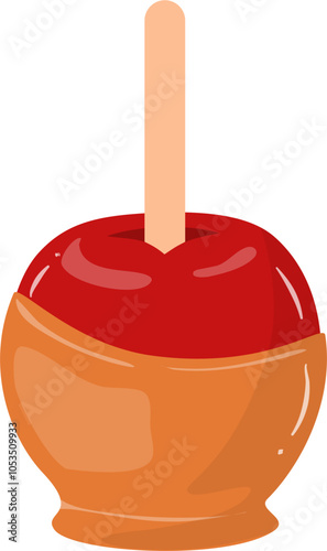 Candy apple illustration. Toffee apple.