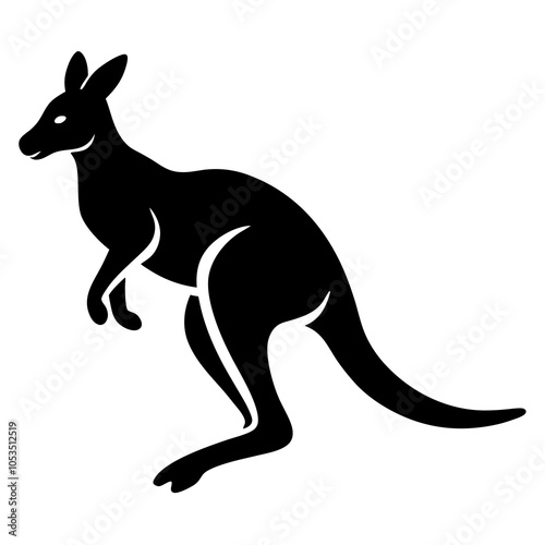 Silhouette of Jumping Kangaroo.