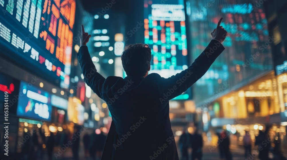 A business analyst using virtual reality to explore stock market trends and data A business analyst using virtual reality to explore stock market trends and data