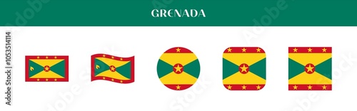 Free Download Set of Grenada national flag icons in various styles on transparent background - GFXLoad