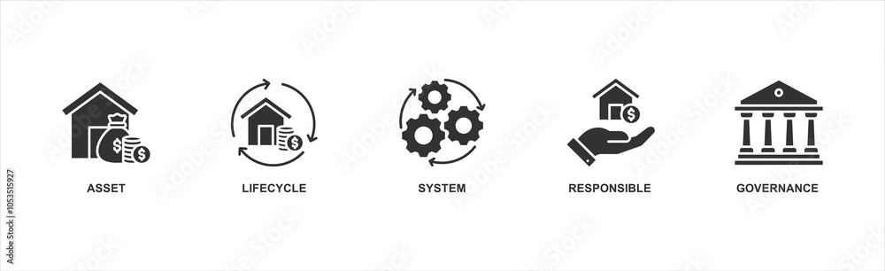 Asset management banner web icon vector illustration concept with icon Asset management banner web icon vector illustration concept with icon