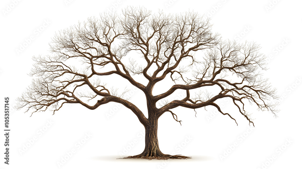 Obraz premium Dry tree with no leaves isolated on white background