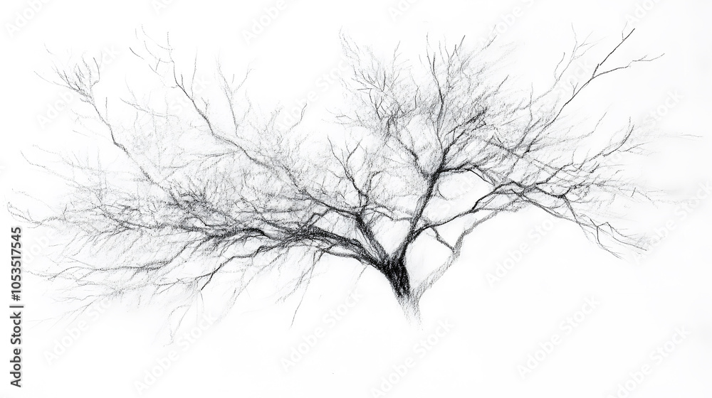 Hand drawn tree, black and white, isolated on white Hand drawn tree, black and white, isolated on white