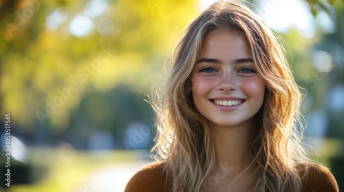 Teenaged Dutch girl with a stylish outfit and a bright smile.