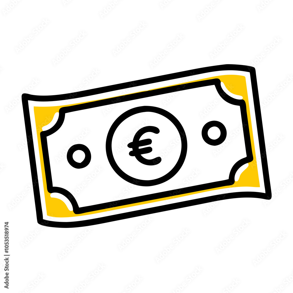 a euro with a euro symbol on it is outlined in bold black and accented with yellow a euro with a euro symbol on it is outlined in bold black and accented with yellow
