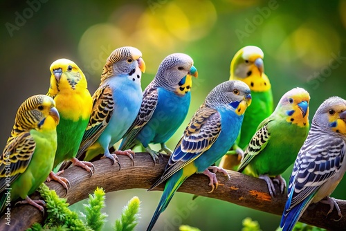 Stunning Collection of Budgerigar Birds on Clear Background, Vibrant Colors, Exotic Pet Birds, Wildlife Photography, Nature, Avian Diversity, Colorful Parakeets, Birdwatching