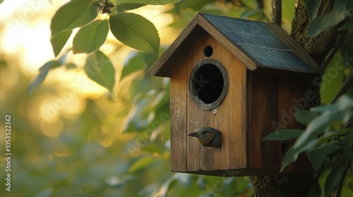 Solar-powered birdhouse.
