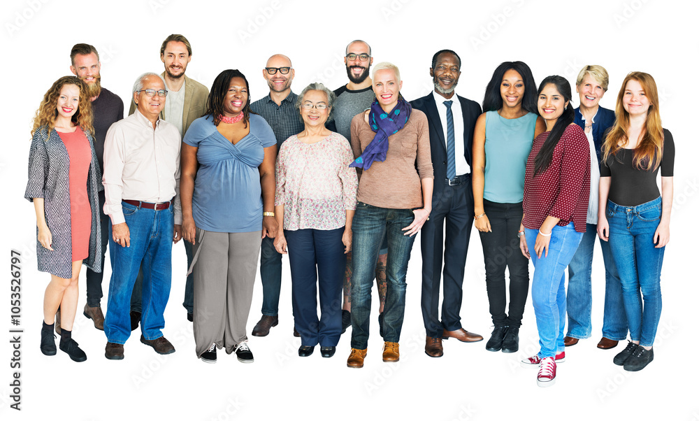 Fototapeta premium Png Group of diverse casual people, transparent background