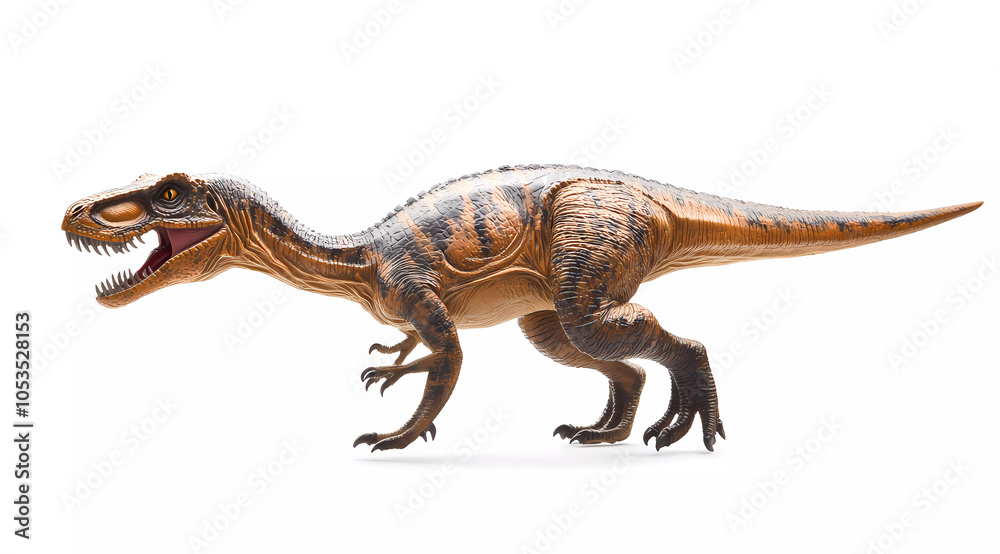 Fototapeta premium Allosaurus Lifelike Illustration Isolated on Pure White Canvas, Dynamic Side Profile of Fearsome Jurassic Predator