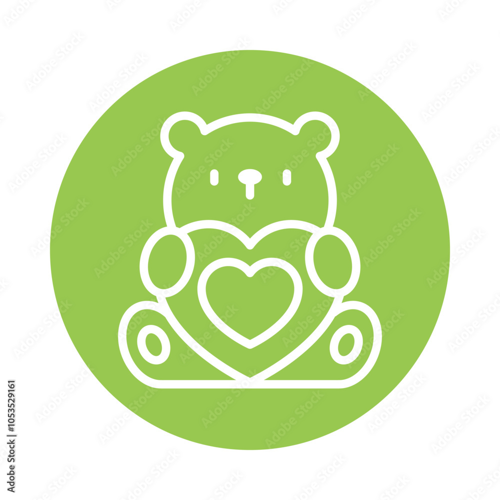 Teddy Bear vector Outline Cricle Design icon. Winter Travelling Symbol on White background EPS 10 File