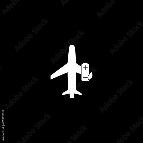  Aviation concept. Energy cell. Power electric icon  isolated on black background.