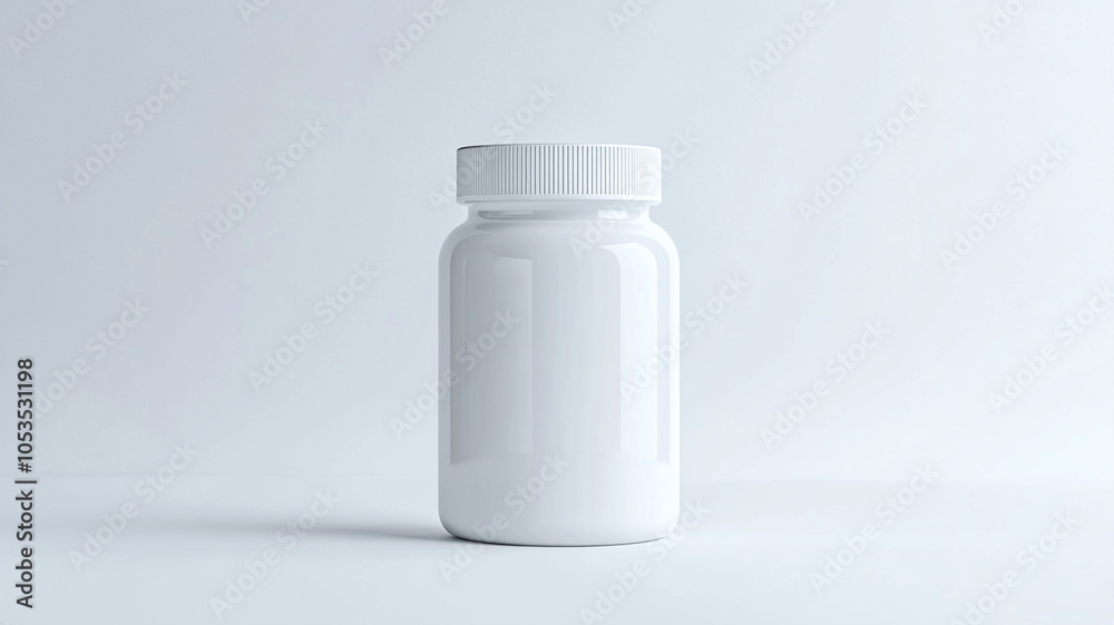White pill bottle mockup isolated on white background White pill bottle mockup isolated on white background
