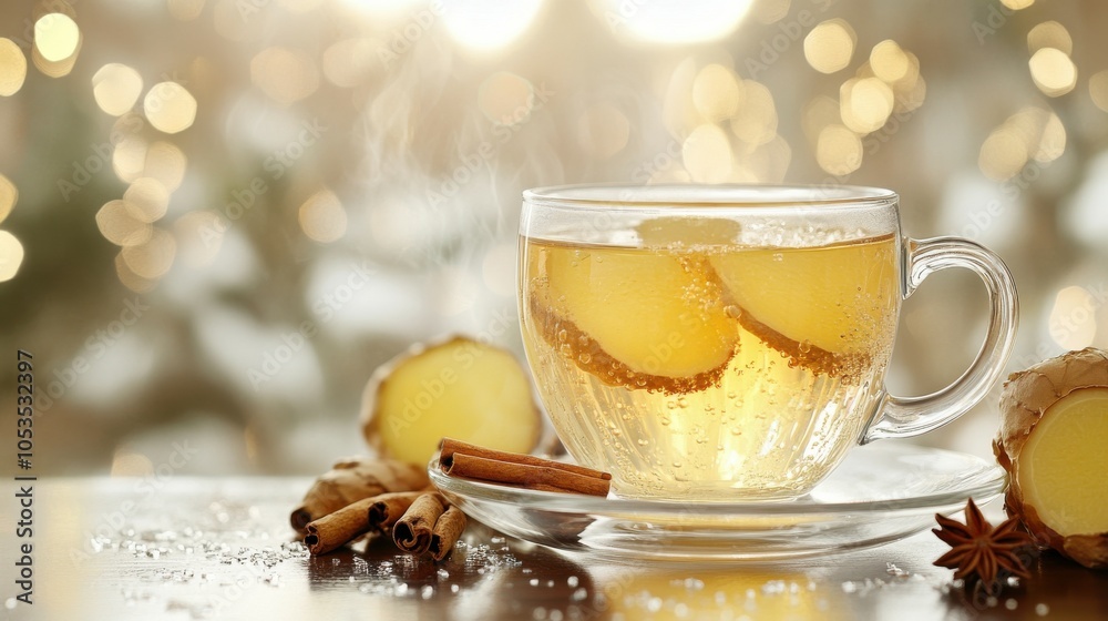Warm cup of cinnamon ginger tea