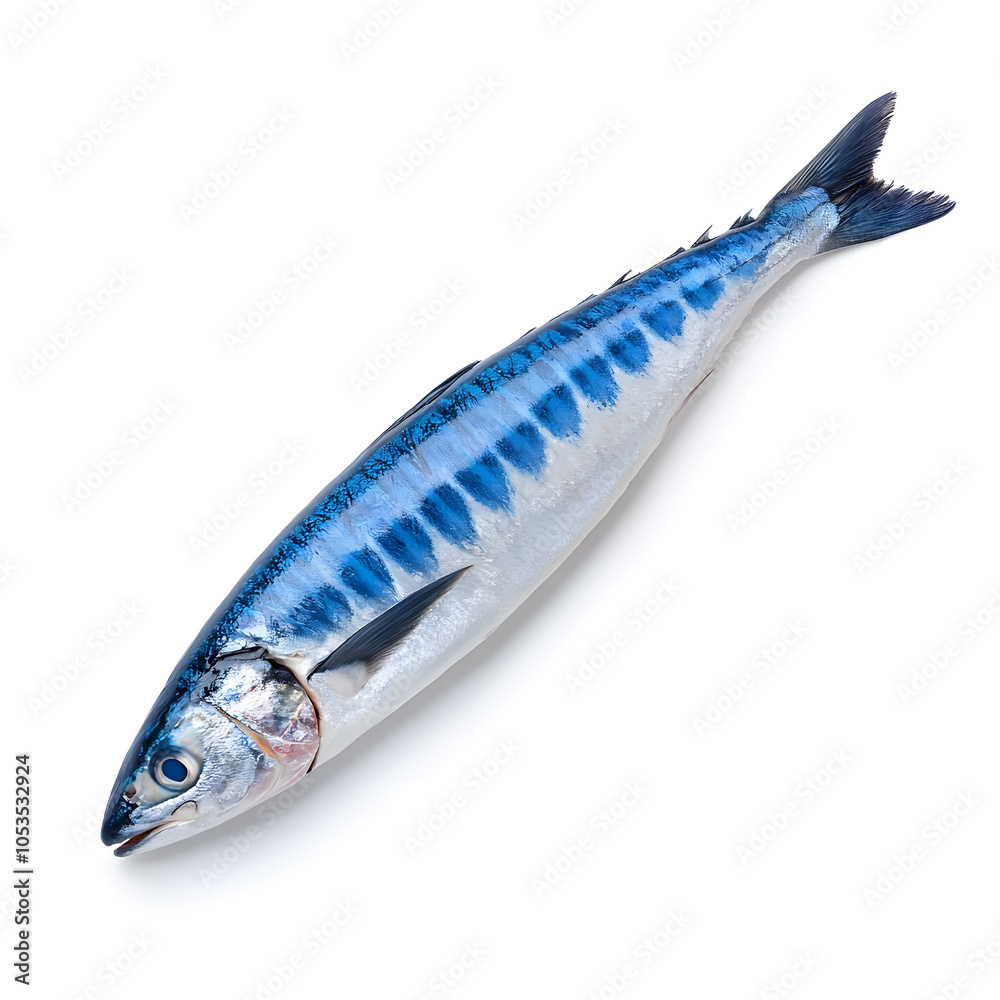 Atlantic mackerel fish top view isolated on white background Atlantic mackerel fish top view isolated on white background