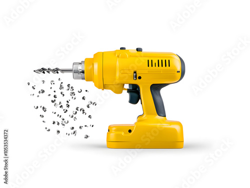 Screwdriver, Electric drill isolated on white photo