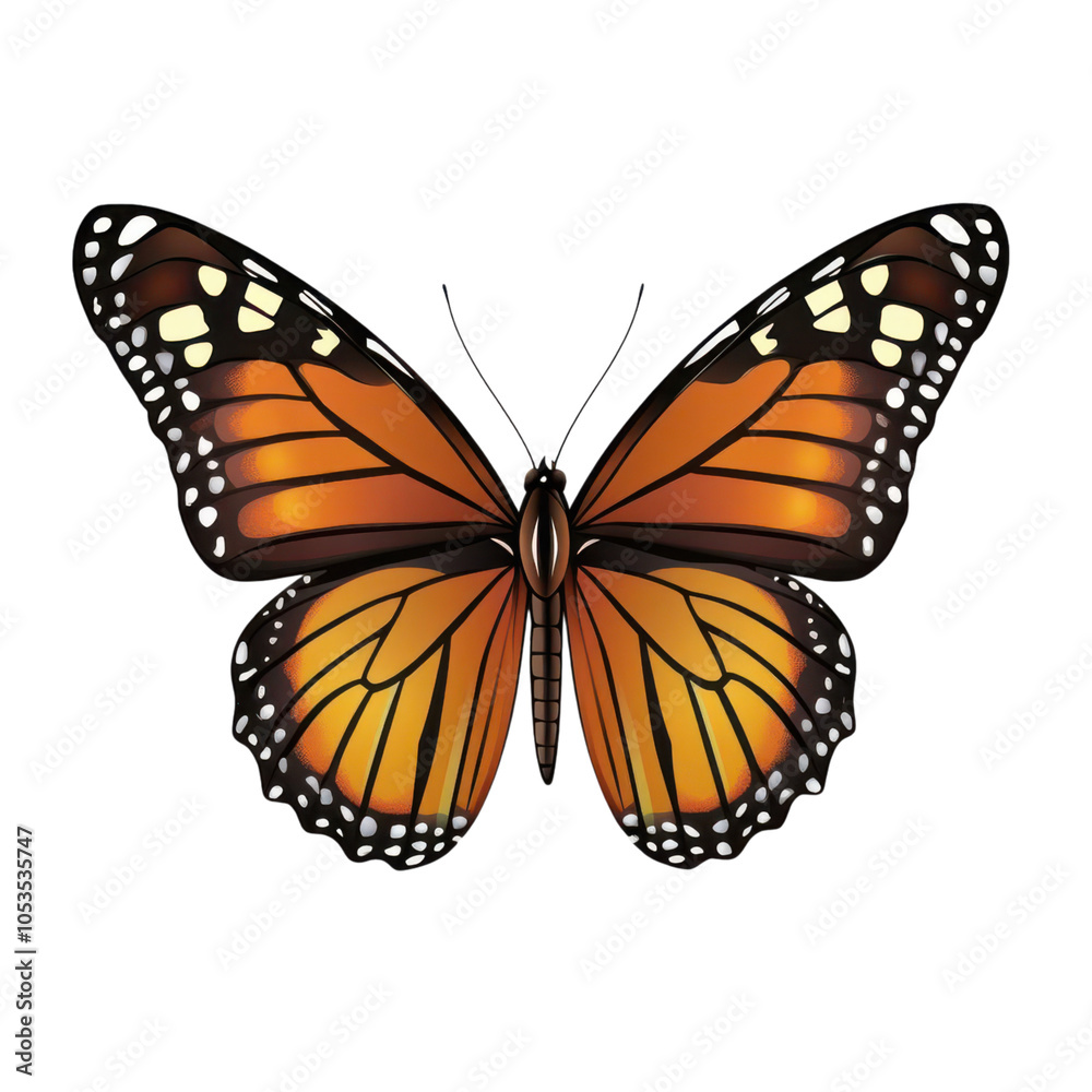 A monarch butterfly clipart, insect, detailed wing patterns, vibrant orange and black, isolated on white background A monarch butterfly clipart, insect, detailed wing patterns, vibrant orange and black, isolated on white background