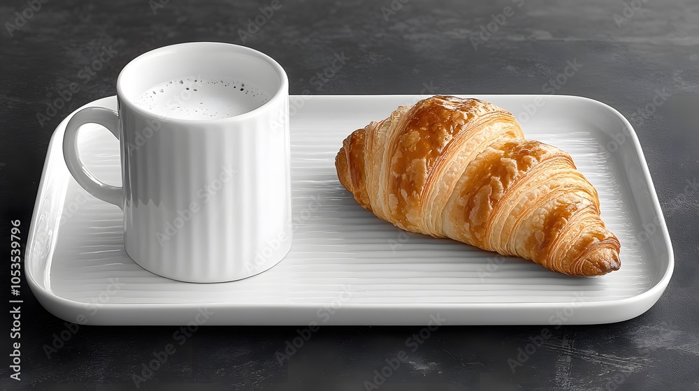 Delicious Croissant with Coffee in Minimalist Setting Delicious Croissant with Coffee in Minimalist Setting