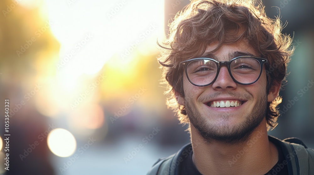 Teenaged American boy with trendy glasses and a cheerful grin. Teenaged American boy with trendy glasses and a cheerful grin.