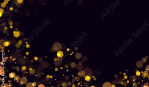 Bokeh light background. Lights effect Christmas powder Light magic shining gold dust. Shining glowing confetti, transparent gold sparkle or glitter effect. Png