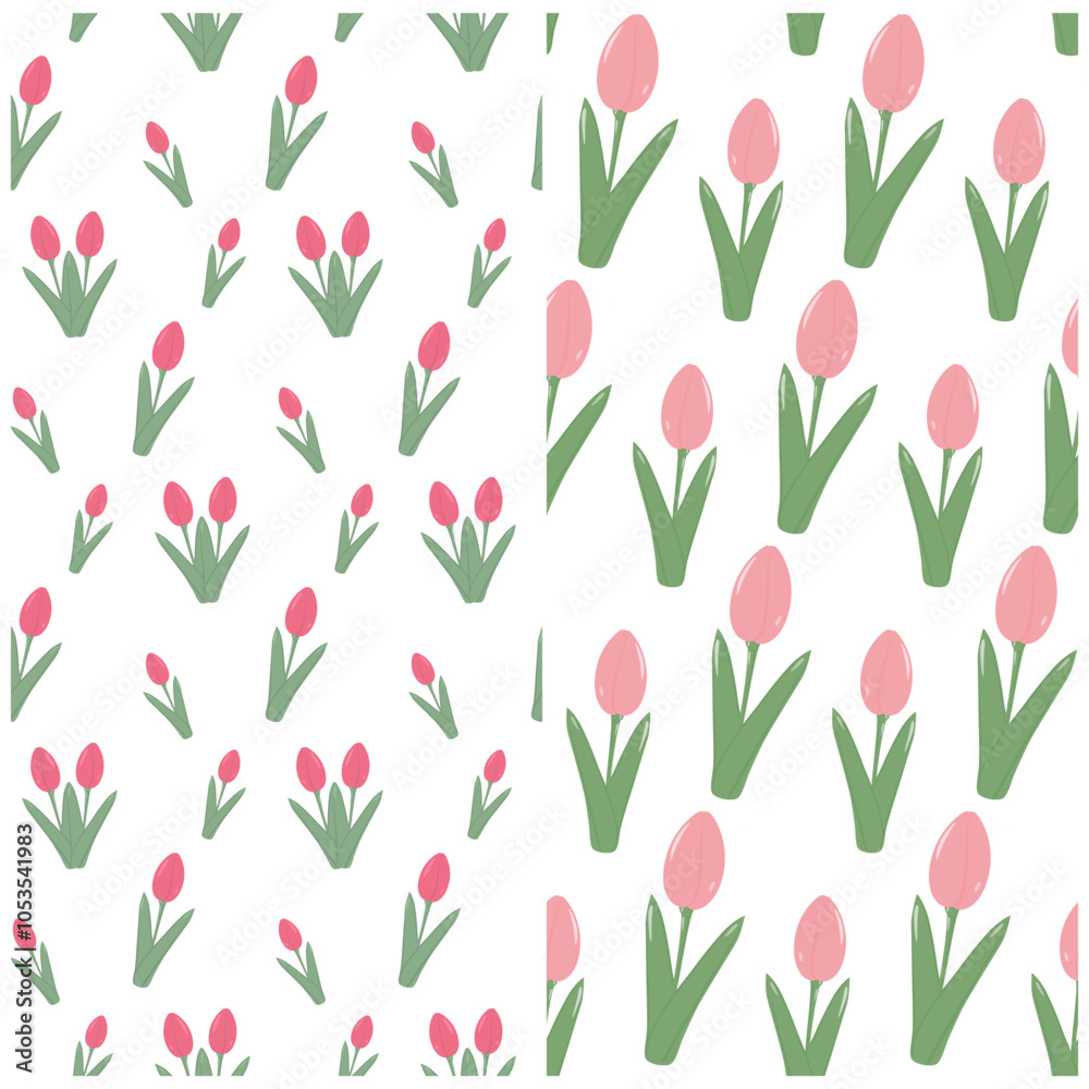 Stylized tulips Seamless pattern in trendy soft pink. Set of 2 Spring Wallpaper or Backdrop texture Stylized tulips Seamless pattern in trendy soft pink. Set of 2 Spring Wallpaper or Backdrop texture