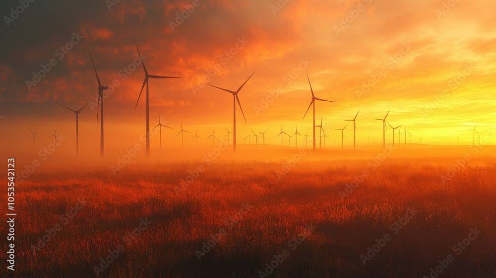 Wind turbines in the steppe. Wind turbines in the steppe.