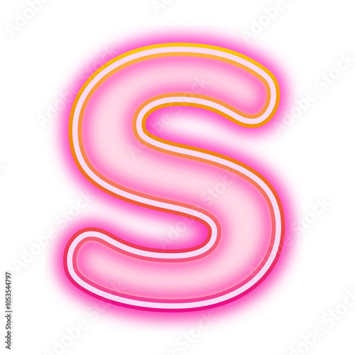 Letter S png pink neon design, transparent background