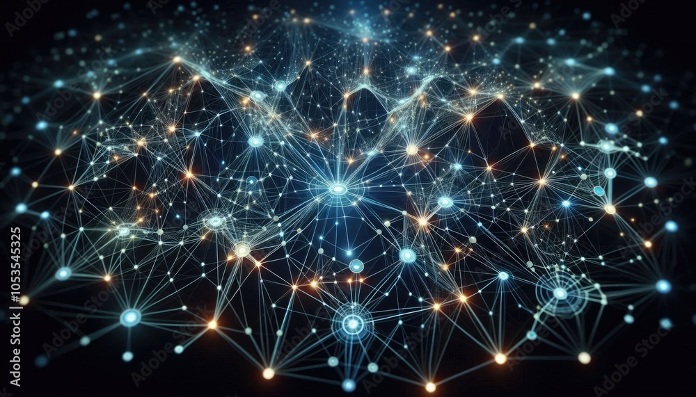 Digital Neural Web - Deep Learning Connectivity and Data Flow Concept, Glowing Neural Nodes, Futuristic AI Visualization, No People Digital Neural Web - Deep Learning Connectivity and Data Flow Concept, Glowing Neural Nodes, Futuristic AI Visualization, No People