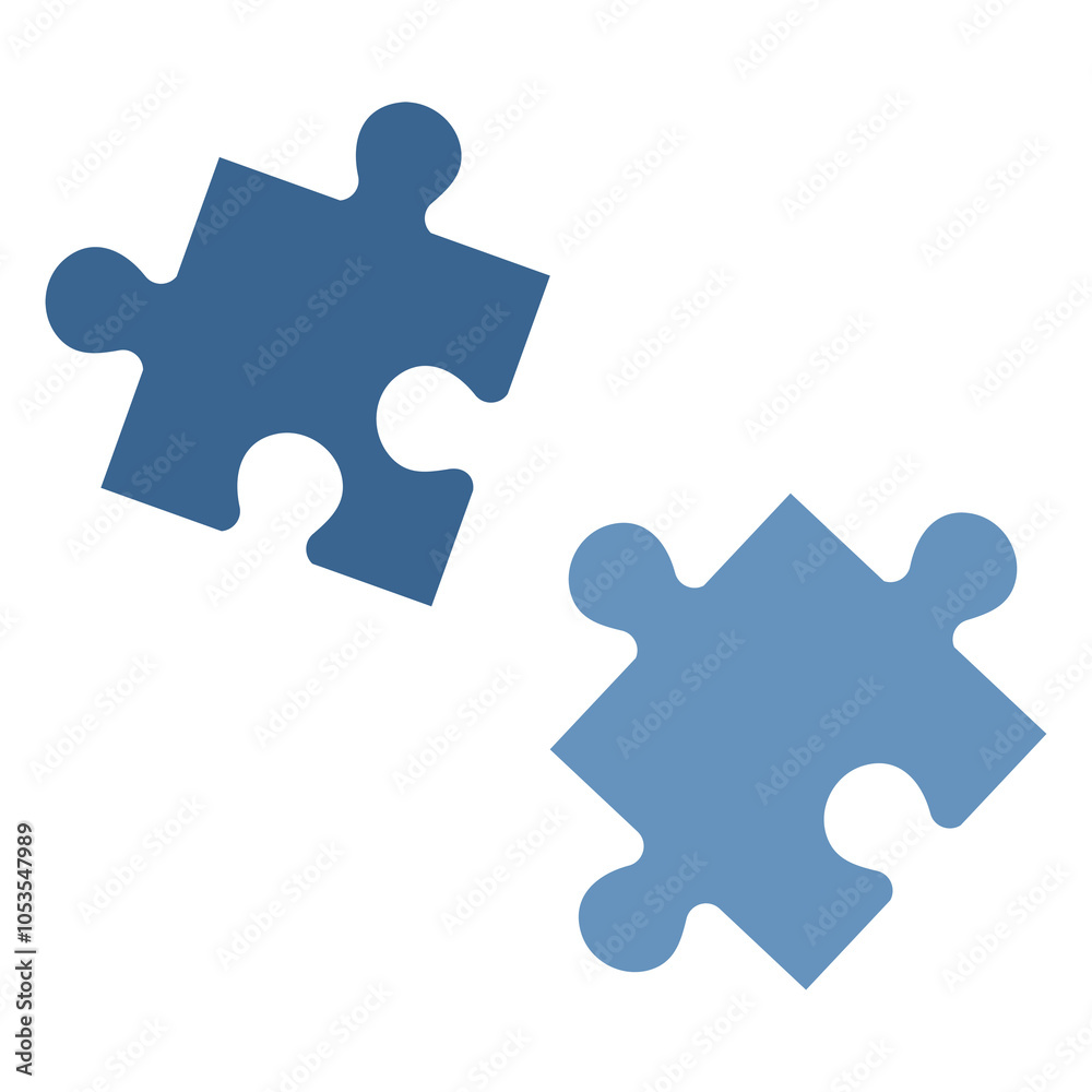 Fototapeta premium PNG Two blue jigsaw pieces graphic illustration sticker, transparent background