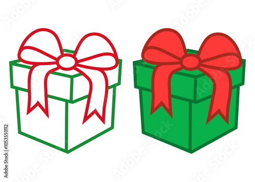 Cajas de regalo con lazo de cinta con línea exterior y relleno, para su uso en felicitaciones y tarjetas de Navidad, San Valentín o cumpleaños