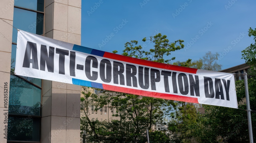 Obraz premium ANTI CORRUPTION DAY BANNER BACKGROUND,TYPOGRAPHY TEMPLATE COVER DESIGN ILLUSTRATION FOR MAKRETING, BROCHURE, FLYER, CARD, 3D LOGO, MOCKUP, DIGITAL PRINTING,SVG,PNG. 