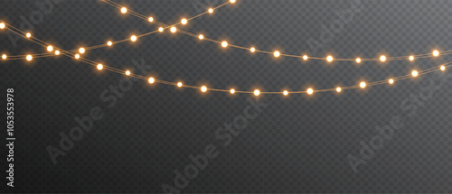 Vector Christmas lights on a transparent background. Christmas light PNG. Set of Christmas glowing garlands. For advertising invitations, web banners, postcards. Vector. Christmas decoration, LED lam	