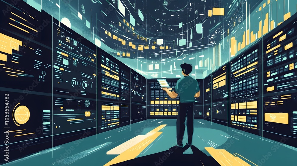 Fototapeta premium Database Developer Illustration Concept. 