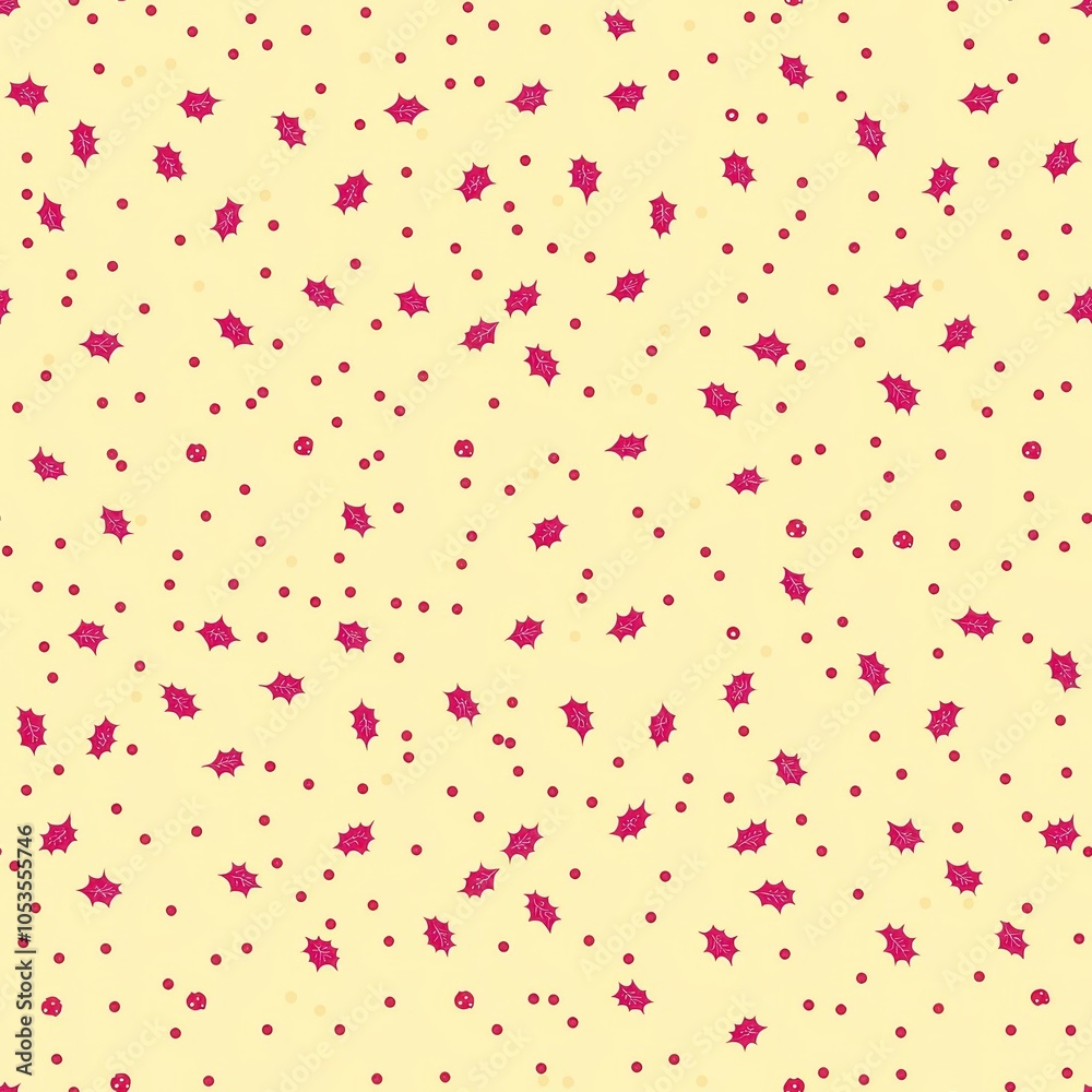 A whimsical pattern featuring scattered pink flowers on a soft yellow background, creating a cheerful and vibrant aesthetic. Seamless pattern. A whimsical pattern featuring scattered pink flowers on a soft yellow background, creating a cheerful and vibrant aesthetic. Seamless pattern.