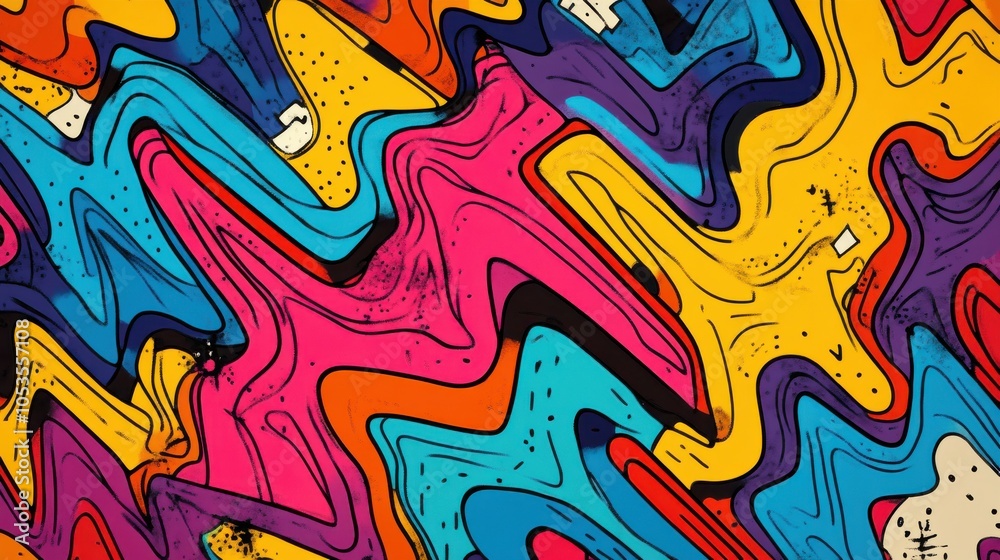 Obraz premium Vibrant comic book-style zigzags