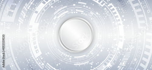 Internet communications, big data, digital technologies. High tech banner. Technological geometric background consisting of circles on a grey background.