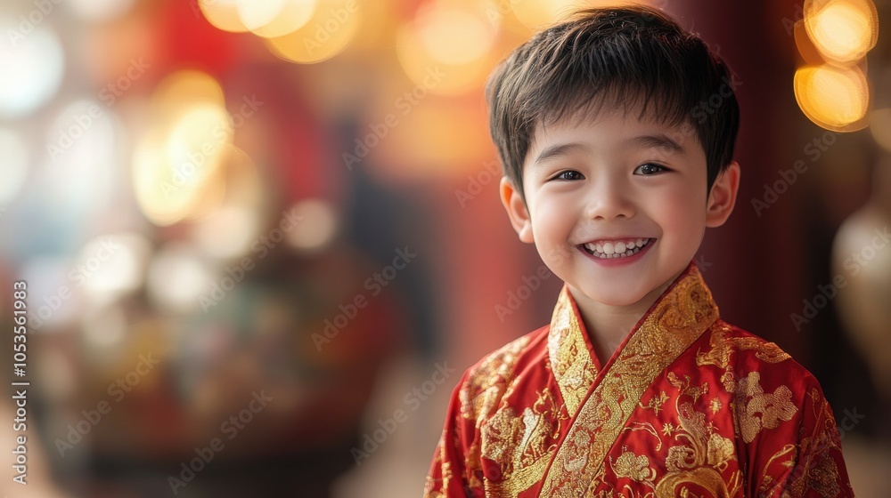 Young Chinese boy with traditional attire and a joyful smile. Young Chinese boy with traditional attire and a joyful smile.
