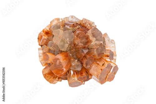 Natural Aragonite crystal on white background (Earth minerals – carbonate group)  photo