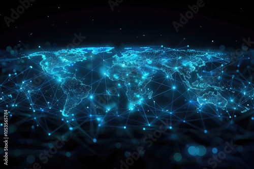 3D map world animated connections and data streams global business infrastructure