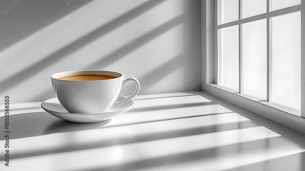Obraz premium Cozy Coffee Moment with Sunlight and Shadows