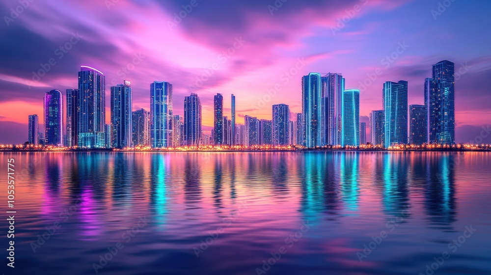 Obraz premium The Colorful City Skyline