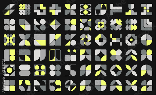 Collection of modern vector shapes and retro futuristic elements