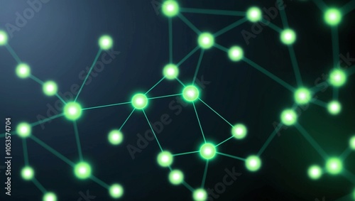  Abstract Network of Glowing Green Dots and Lines, Representing Data Connectivity and Machine Learning